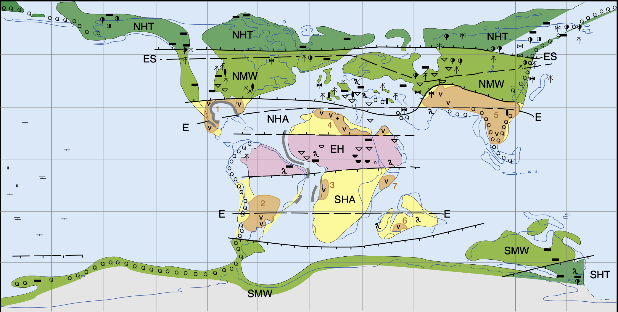 Climate map for the Cenomanian (~100.5-93.9 Ma)