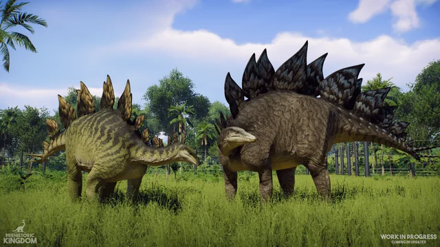 Official Stegosaurus render for the game Prehistoric Kingdoms — a contemporary representation based on the most recent scientific reconstructions, with detailed skin texture.