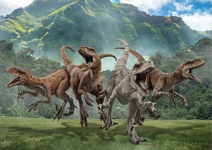 Artistic reconstruction of Utahraptor ostrommaysorum — unlike the Velociraptor from Jurassic Park, the real Utahraptor was the size of a grizzly bear and was likely covered in feathers.